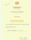 Consular legalized copy of certificate of incorporation